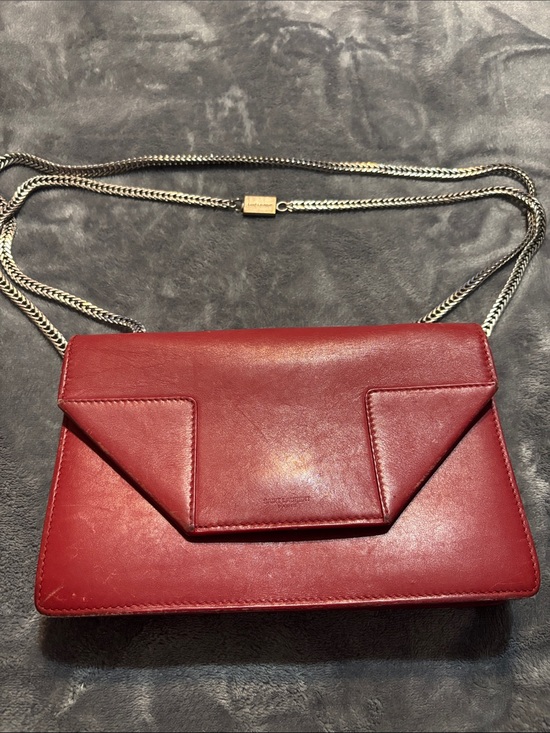 Saint Laurent Handbags - Saint Laurent Betty vintage Red Leather Crossbody Bag with Silver Chain